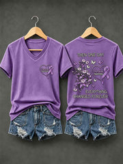 Women's Overdose Awareness Purple Ribbon Print T-shirt
