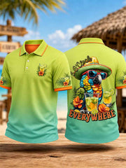Men's I'm Retired It's 5 O'clock Everywhere Parrot Print Casual Polo