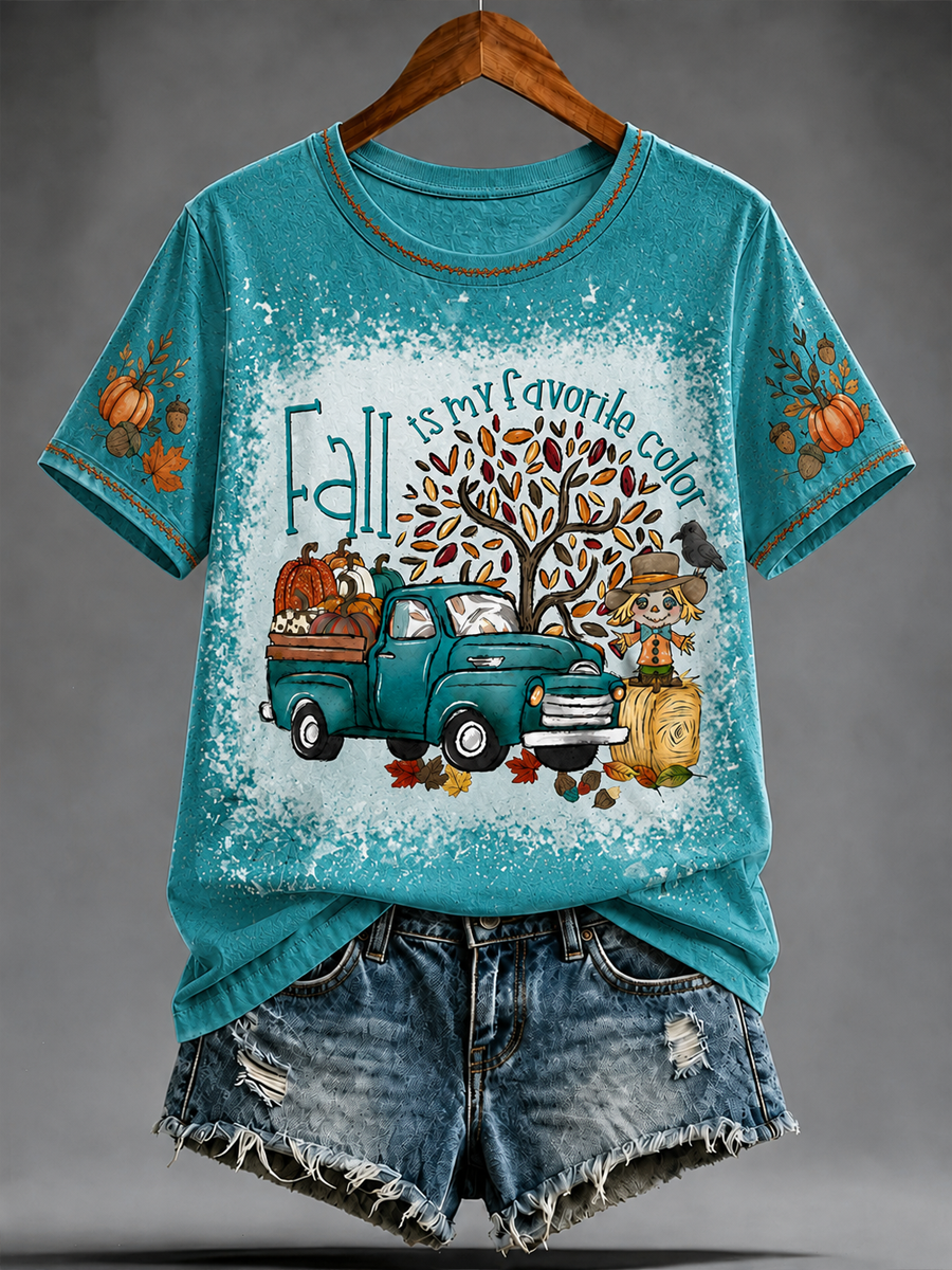 Women's Fall Printed short-sleeved T-shirt gracestitchs