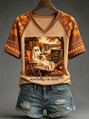 Women's Autumn V-Neck T-Shirts gracestitchs
