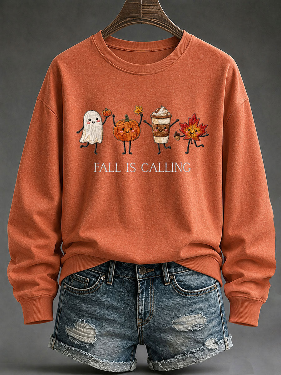 Women's 'Fall Is Calling' Printed Casual Sweatshirt gracestitchs