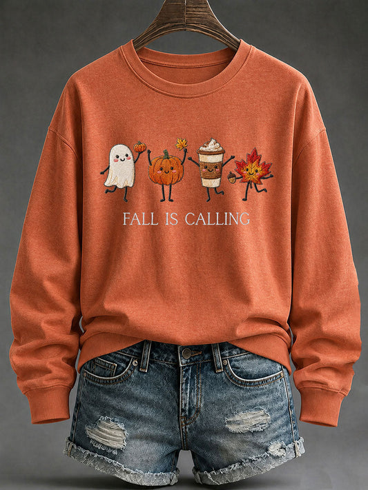 Women's 'Fall Is Calling' Printed Casual Sweatshirt gracestitchs