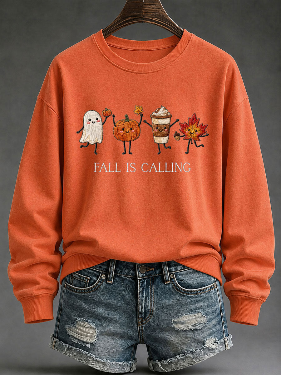 Women's 'Fall Is Calling' Printed Casual Sweatshirt gracestitchs