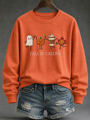 Women's 'Fall Is Calling' Printed Casual Sweatshirt gracestitchs