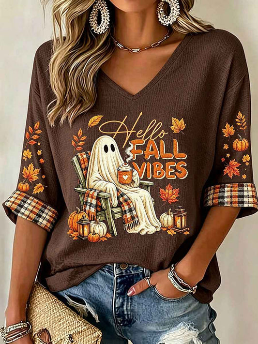 Women's Fall V-Neck Tops gracestitchs