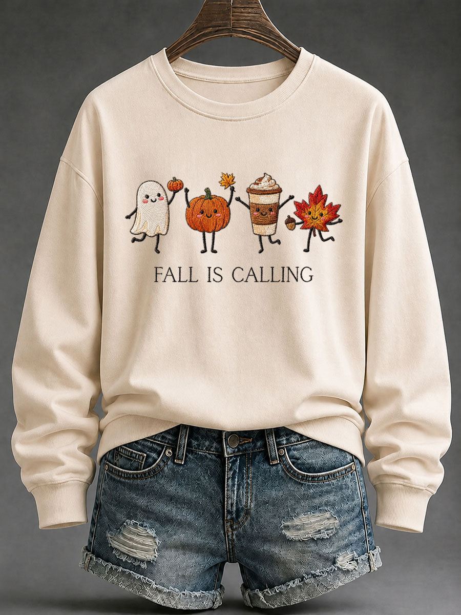 Women's 'Fall Is Calling' Printed Casual Sweatshirt gracestitchs