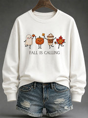 Women's 'Fall Is Calling' Printed Casual Sweatshirt gracestitchs