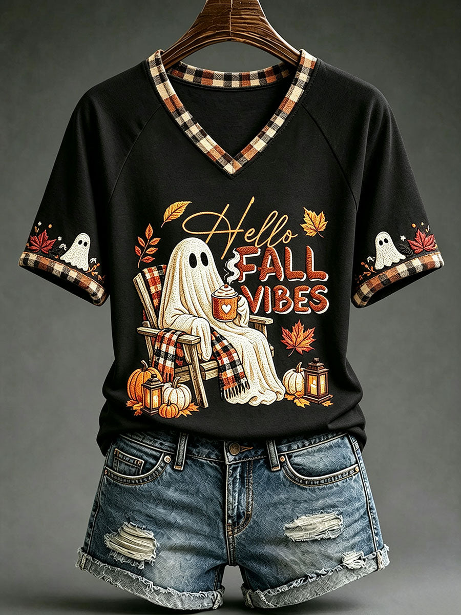 Women's Fall V-Neck T-Shirts gracestitchs