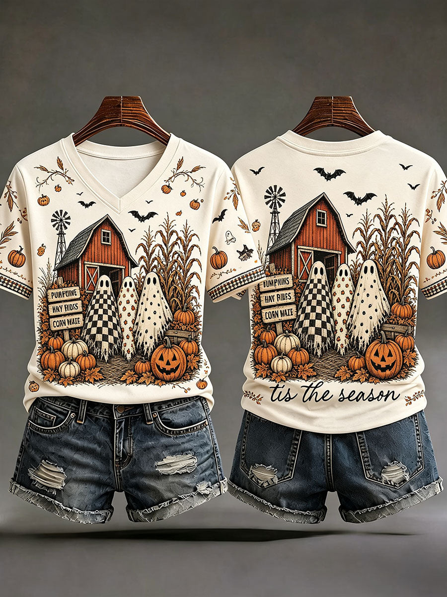 Women's Fall V-Neck T-Shirts gracestitchs