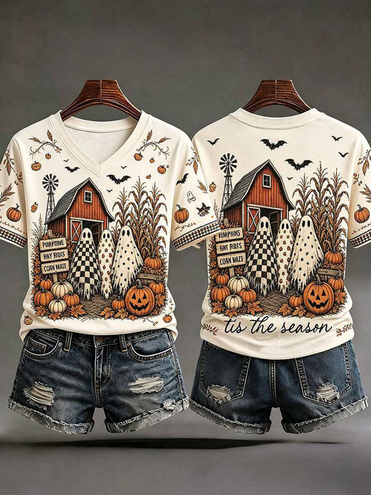 Women's Fall V-Neck T-Shirts gracestitchs
