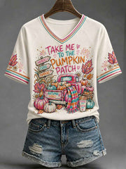 Women's 'take me to the pumpkin patch' V-neck T-shirts