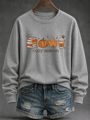 Women's Cozy Season Printed Casual Sweatshirt gracestitchs