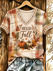 Women's Fall Printed short-sleeved T-shirt gracestitchs