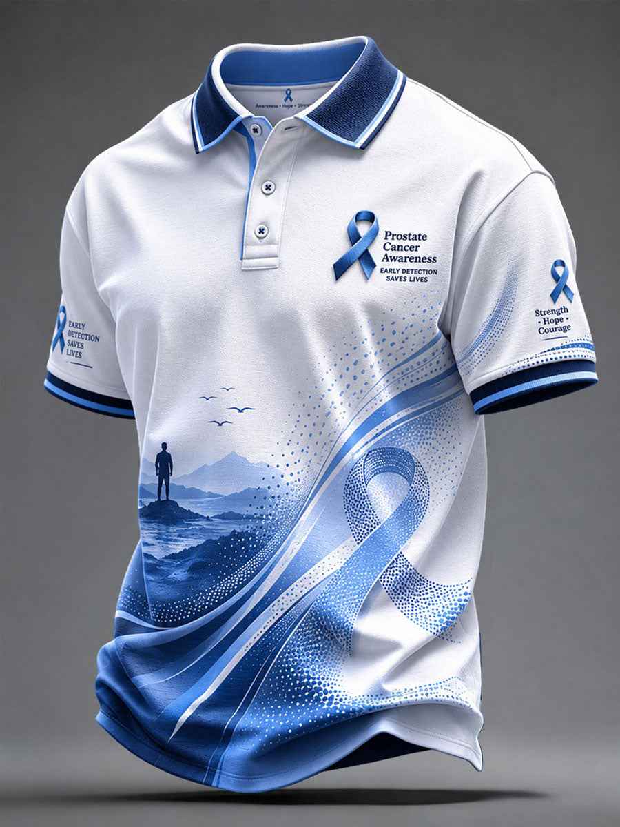 Men's Prostate Cancer Awareness Printed Casual Top