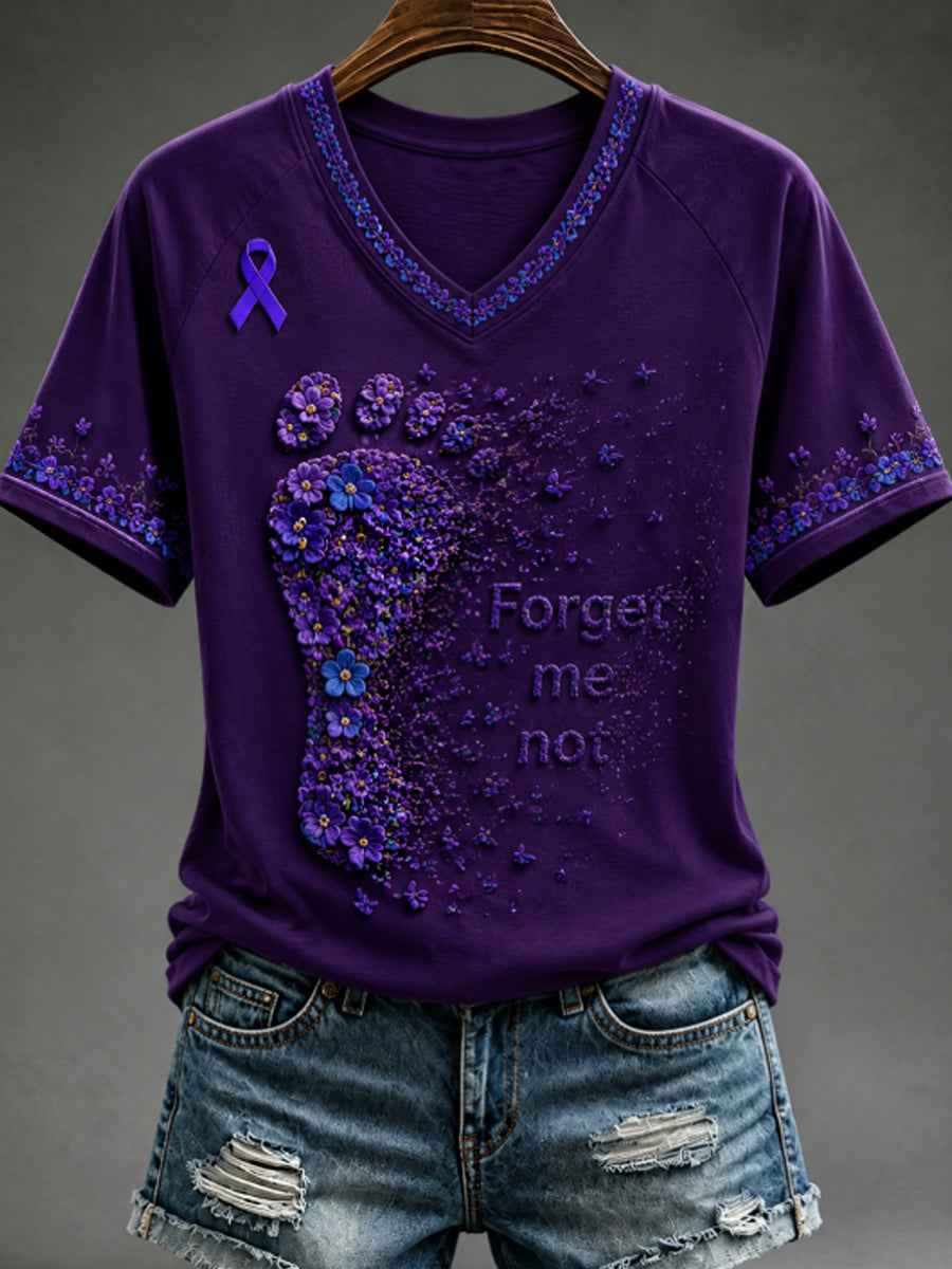 Women's Forget-me-not  round neck short sleeve T-shirt