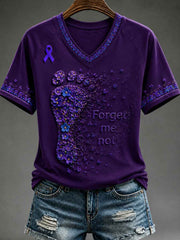 Women's Forget-me-not  round neck short sleeve T-shirt