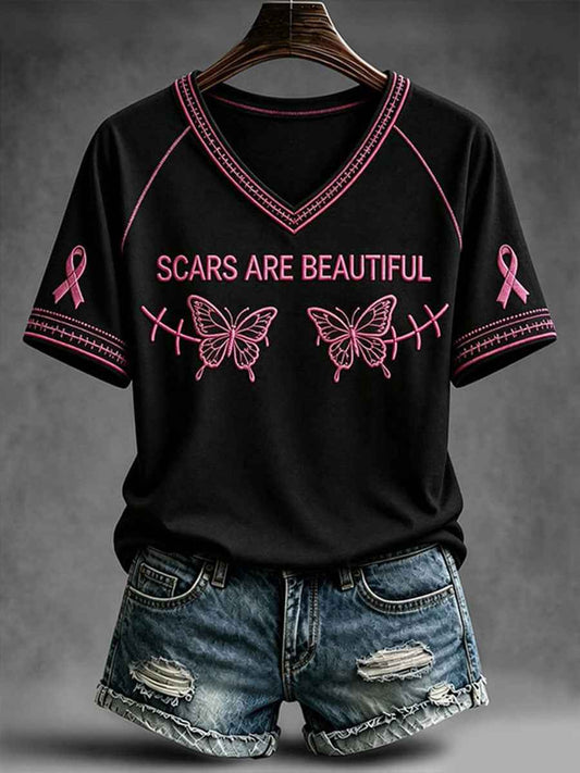Women's Scars Are Beautful V-neck T-shirt