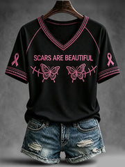 Women's Scars Are Beautful V-neck T-shirt gracestitchs