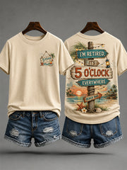 Women's I'm Retired It's 5 O'clock Everywhere Print Casual Tee gracestitchs
