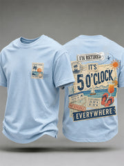Men's I'm Retired It's 5 O'clock Everywhere Print Casual Tee gracestitchs