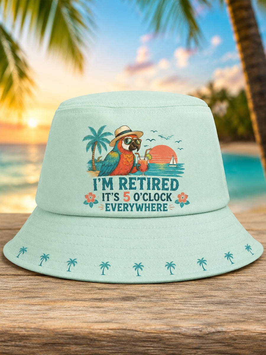 Unisex I'm Retired It's 5 O'clock Everywhere Parrot Print Casual Hat gracestitchs