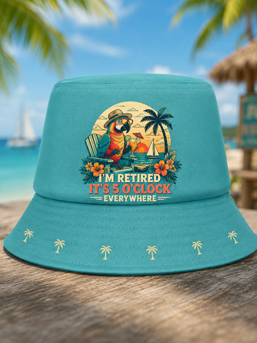 Unisex I'm Retired It's 5 O'clock Everywhere Parrot Print Casual Hat gracestitchs