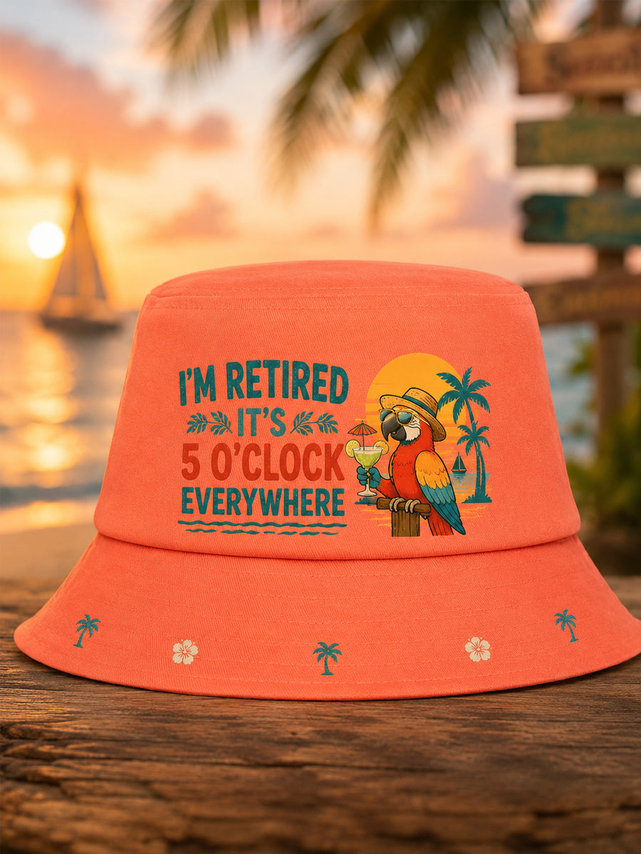 Unisex I'm Retired It's 5 O'clock Everywhere Parrot Print Casual Hat gracestitchs