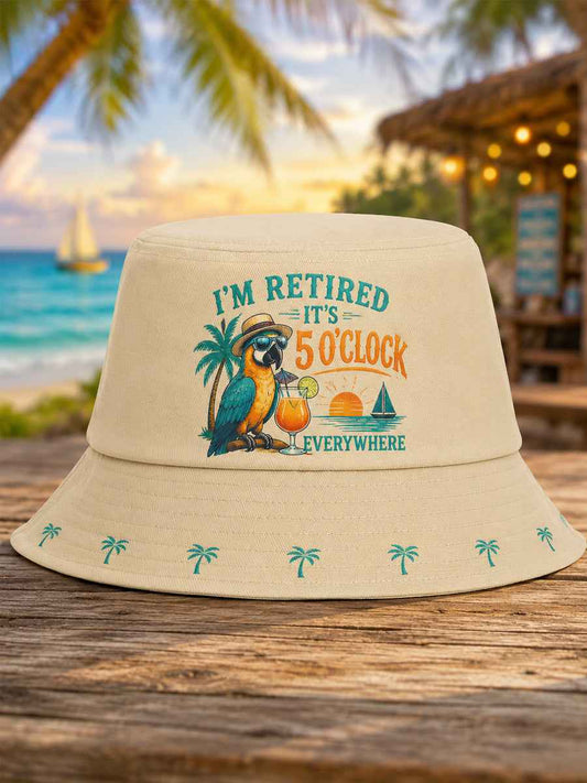 Unisex I'm Retired It's 5 O'clock Everywhere Parrot Print Casual Hat