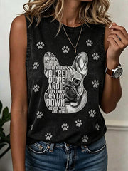 Women's cute dog pattern printed vest gracestitchs