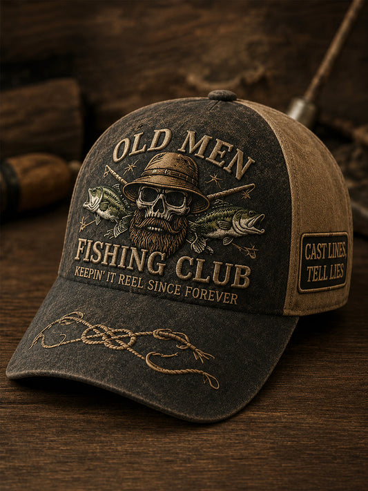 Men's Funny Old Bastards Fishing Club Lifetime Member Print Hat gracestitchs