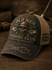 Men's Funny Old Bastards Fishing Club Lifetime Member Print Hat gracestitchs