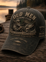 Unisex Funny Old Bastards Fishing Club Lifetime Member Print Hat gracestitchs