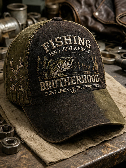 Men's Funny Old Bastards Fishing Club Lifetime Member Print Hat gracestitchs