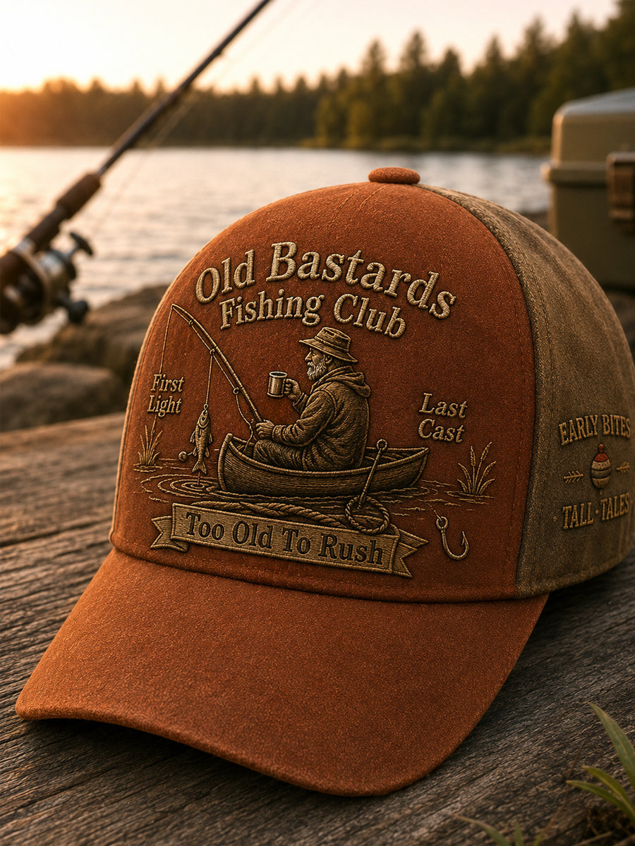 Unisex Funny Old Bastards Fishing Club Lifetime Member Print Hat gracestitchs
