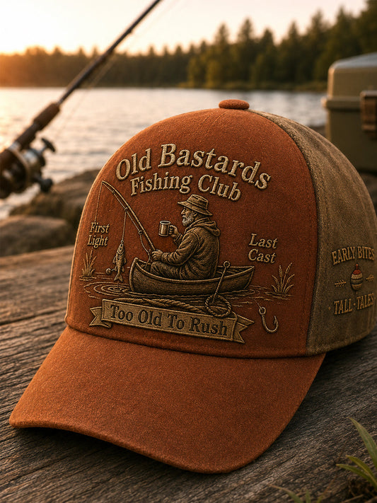 Unisex Funny Old Bastards Fishing Club Lifetime Member Print Hat gracestitchs