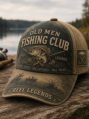 Unisex Funny Old Bastards Fishing Club Lifetime Member Print Hat gracestitchs