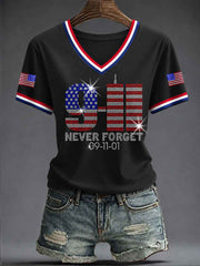 Women's America Printed V-neck T-shirt