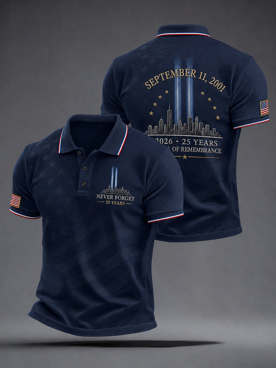 Men's 9/11 25th Anniversary We Will Never Forget Printed Shirt gracestitchs