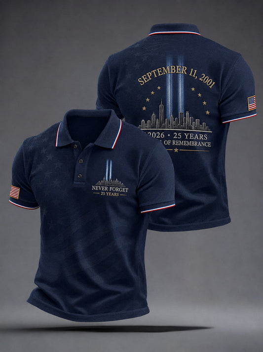 Men's 9/11 25th Anniversary We Will Never Forget Printed Shirt gracestitchs