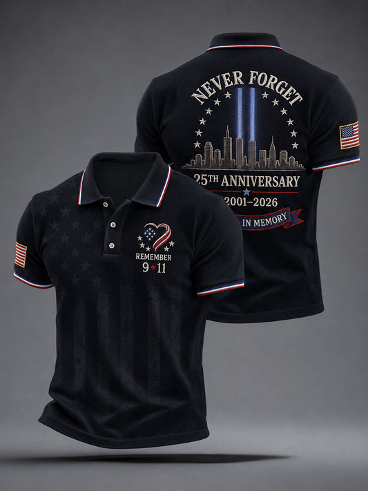 Men's 9/11 25th Anniversary We Will Never Forget Printed Shirt gracestitchs