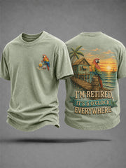Men's I'm Retired It's 5 O'clock Everywhere Parrot Print Casual Tee gracestitchs