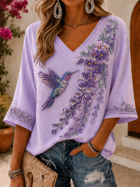 Women's Alzheimer's Disease Mid-length Sleeves V-Neck T-Shirt gracestitchs