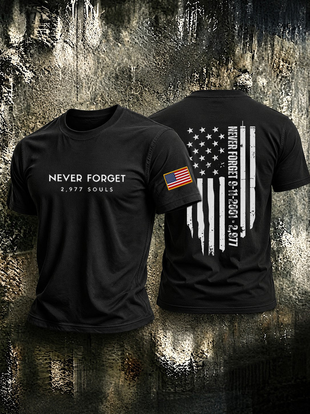 Men's 9.11 Never Forget 2977 Souls Printed T-shirt gracestitchs