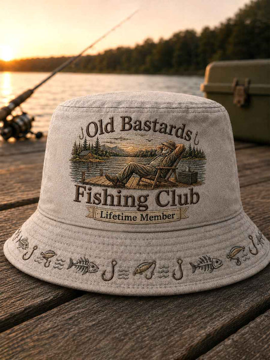 Unisex Funny Old Bastards Fishing Club Lifetime Member Print Hat