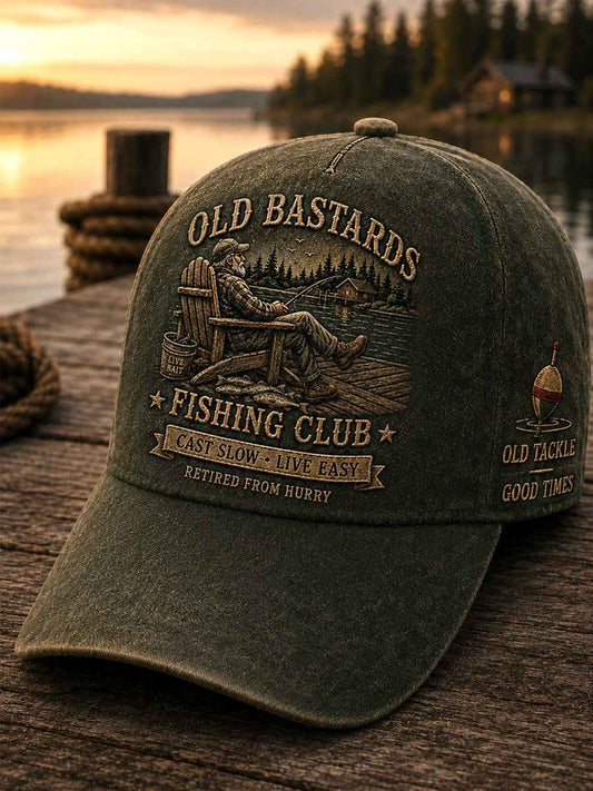 Unisex Funny Old Bastards Fishing Club Lifetime Member Print Hat