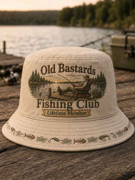 Unisex Funny Old Bastards Fishing Club Lifetime Member Print Hat