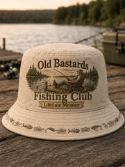 Unisex Funny Old Bastards Fishing Club Lifetime Member Print Hat gracestitchs