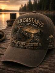 Unisex Funny Old Bastards Fishing Club Lifetime Member Print Hat gracestitchs
