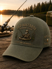 Unisex Funny Old Bastards Fishing Club Lifetime Member Print Hat gracestitchs