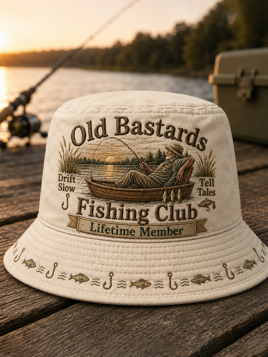 Unisex Funny Old Bastards Fishing Club Lifetime Member Print Hat gracestitchs